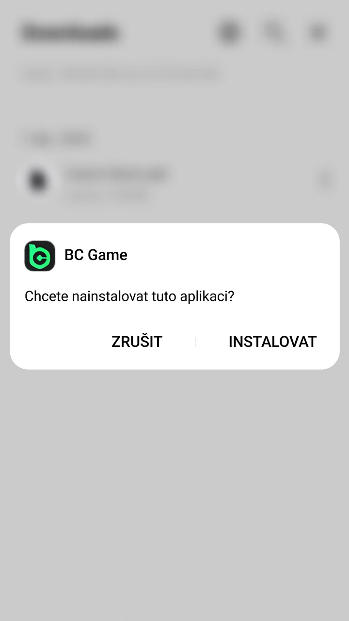 Nainstalujte soubor APK aplikace BC Game do svého zařízení Android.