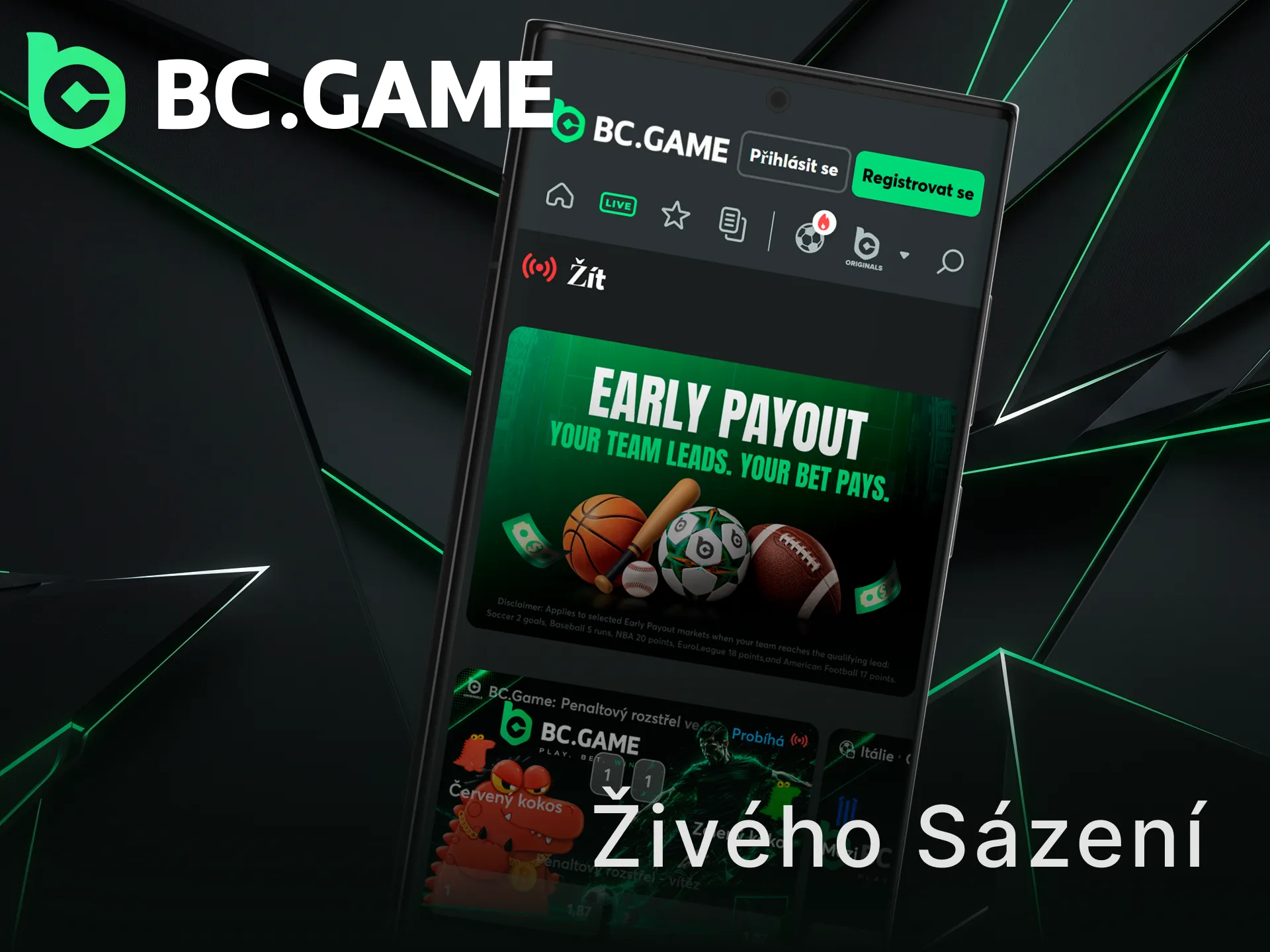 Vyzkoušejte dynamickou funkci živého sázení v aplikaci BC Game.