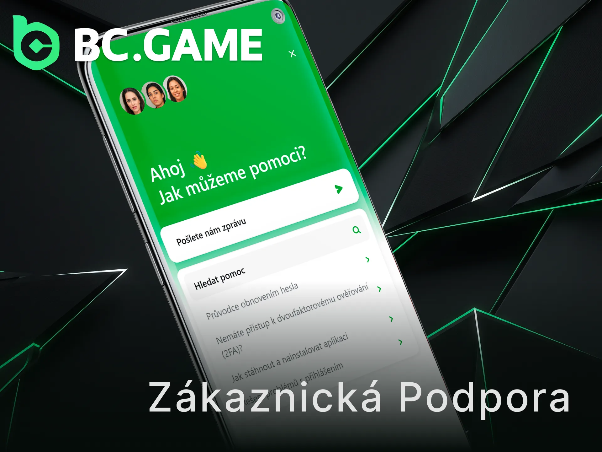 Kontaktujte zákaznickou podporu BC Game přes aplikaci pro řešení dotazů.