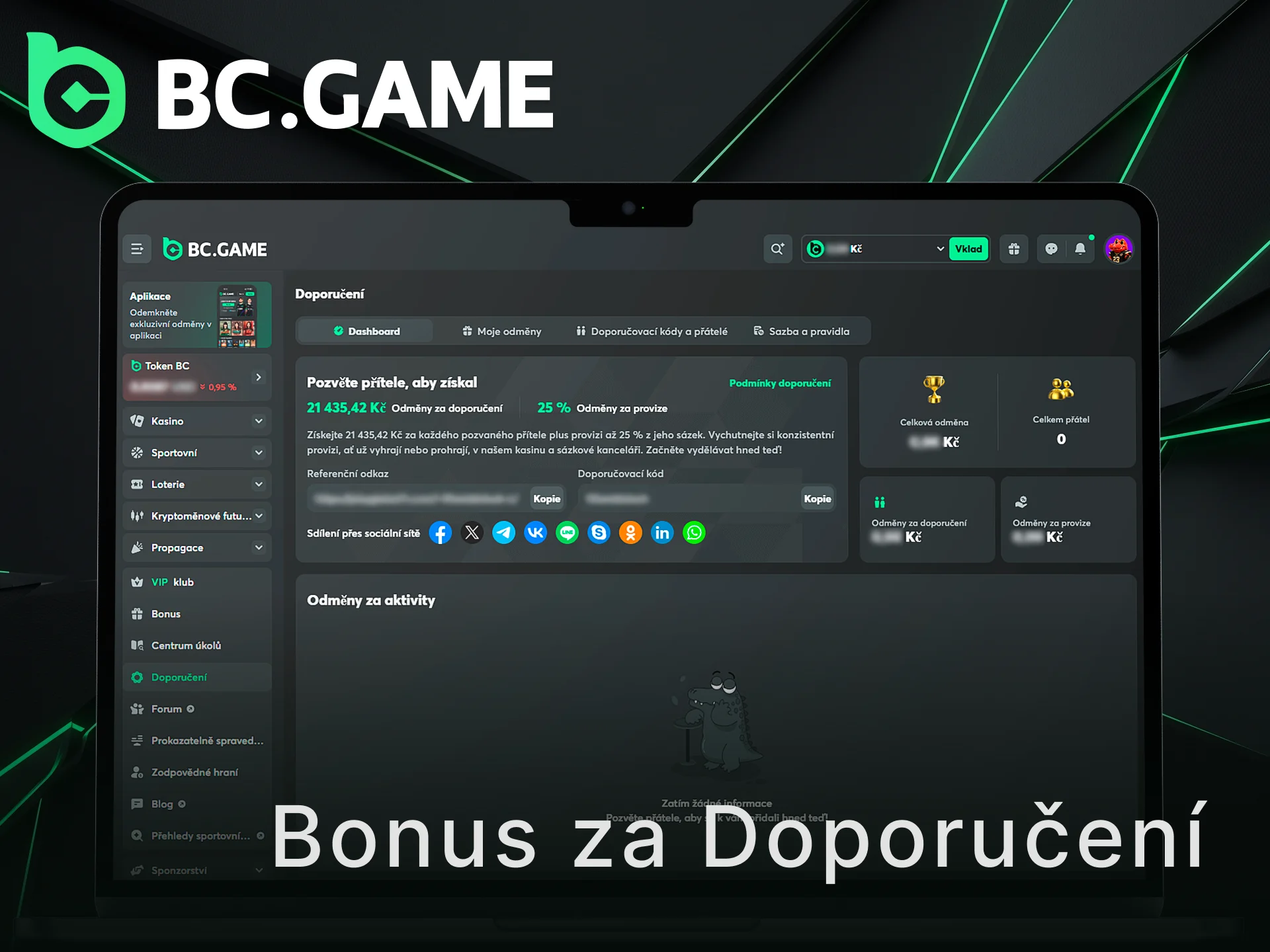 Získejte BC Game bonus za doporučení nového hráče do platformy.