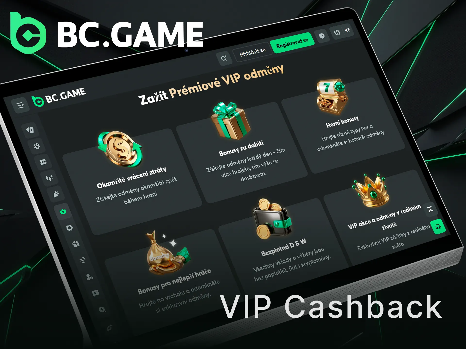 Využijte výhodný VIP Cashback na BC Game pro vrácení části peněz.