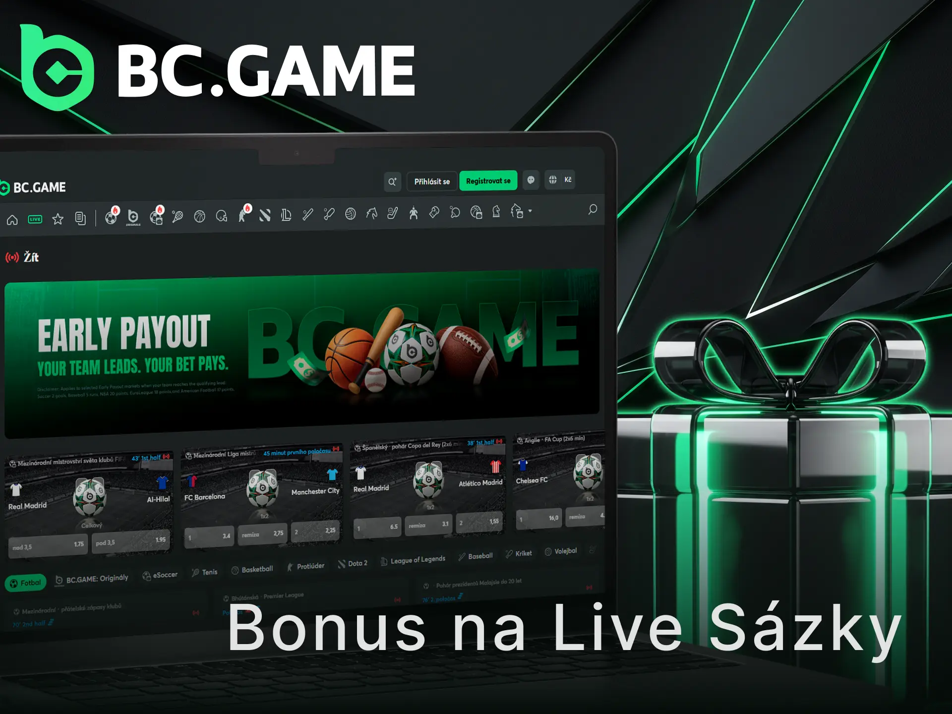 Vyzkoušejte speciální bonus na live sázky v BC Game a vsázejte živě.