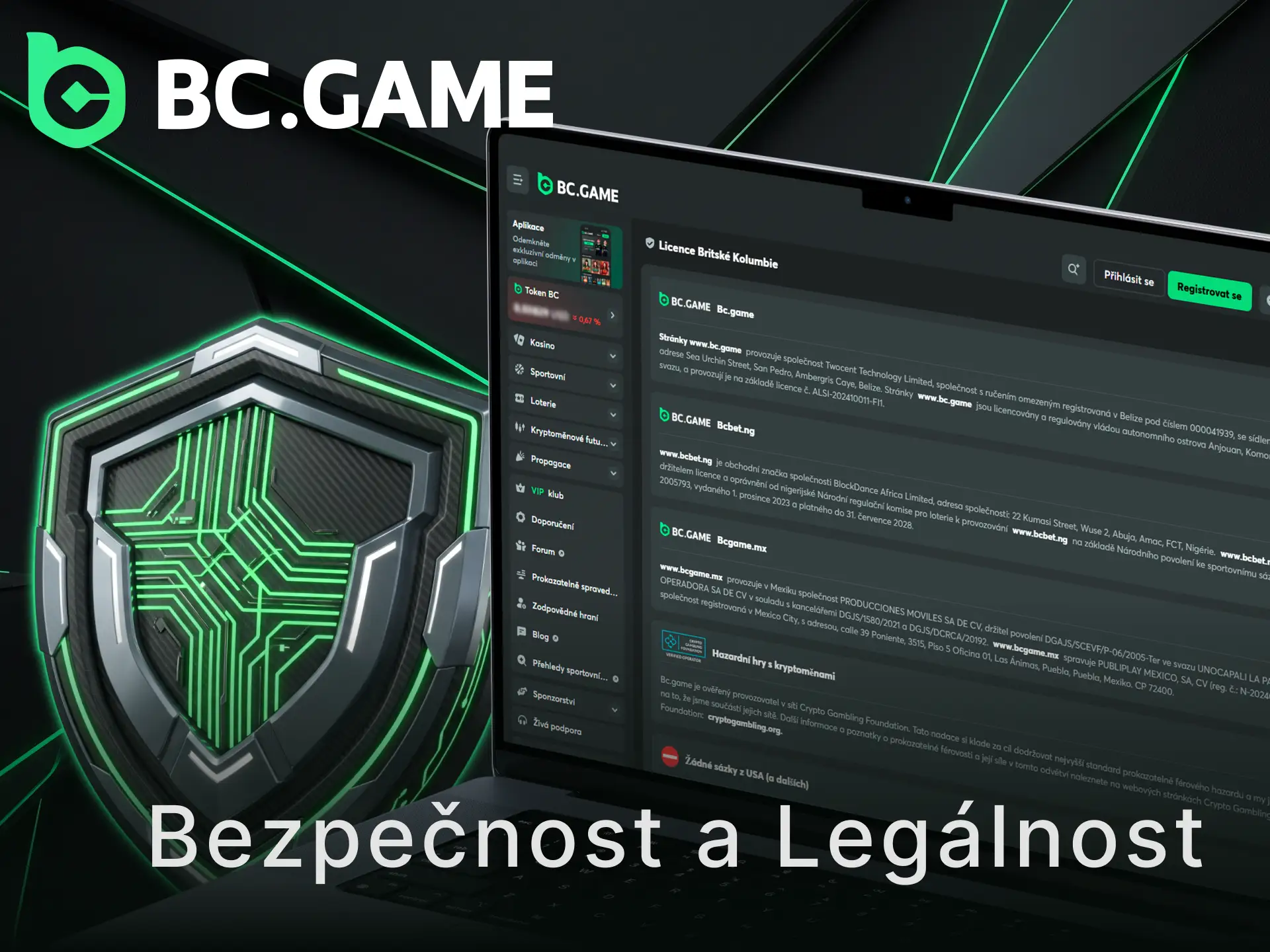 Přečtěte si o bezpečnosti a licencování BC Game v České republice.