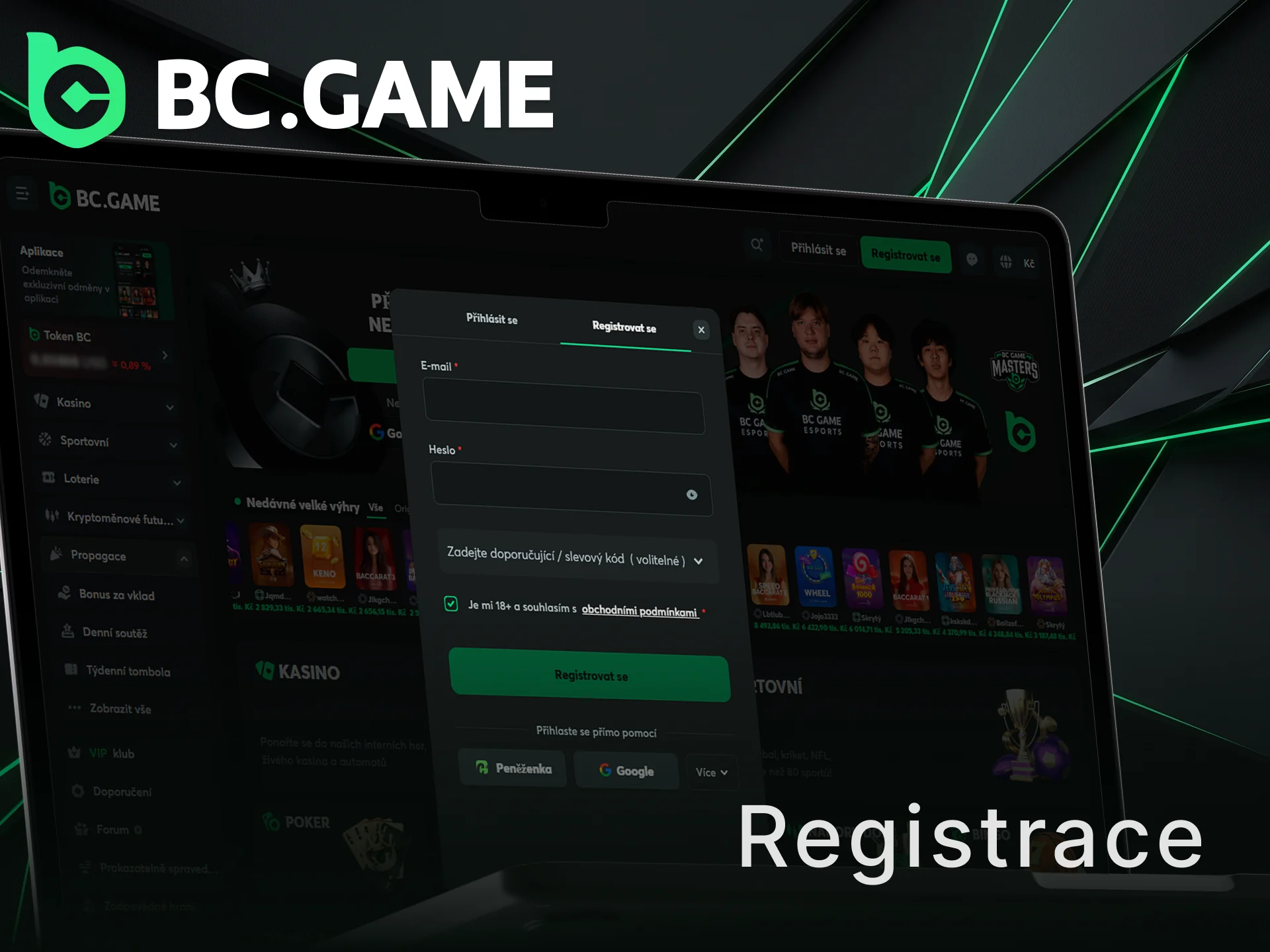 Zaregistrujte se na BC Game a vytvořte si účet pro sázení v Česku.