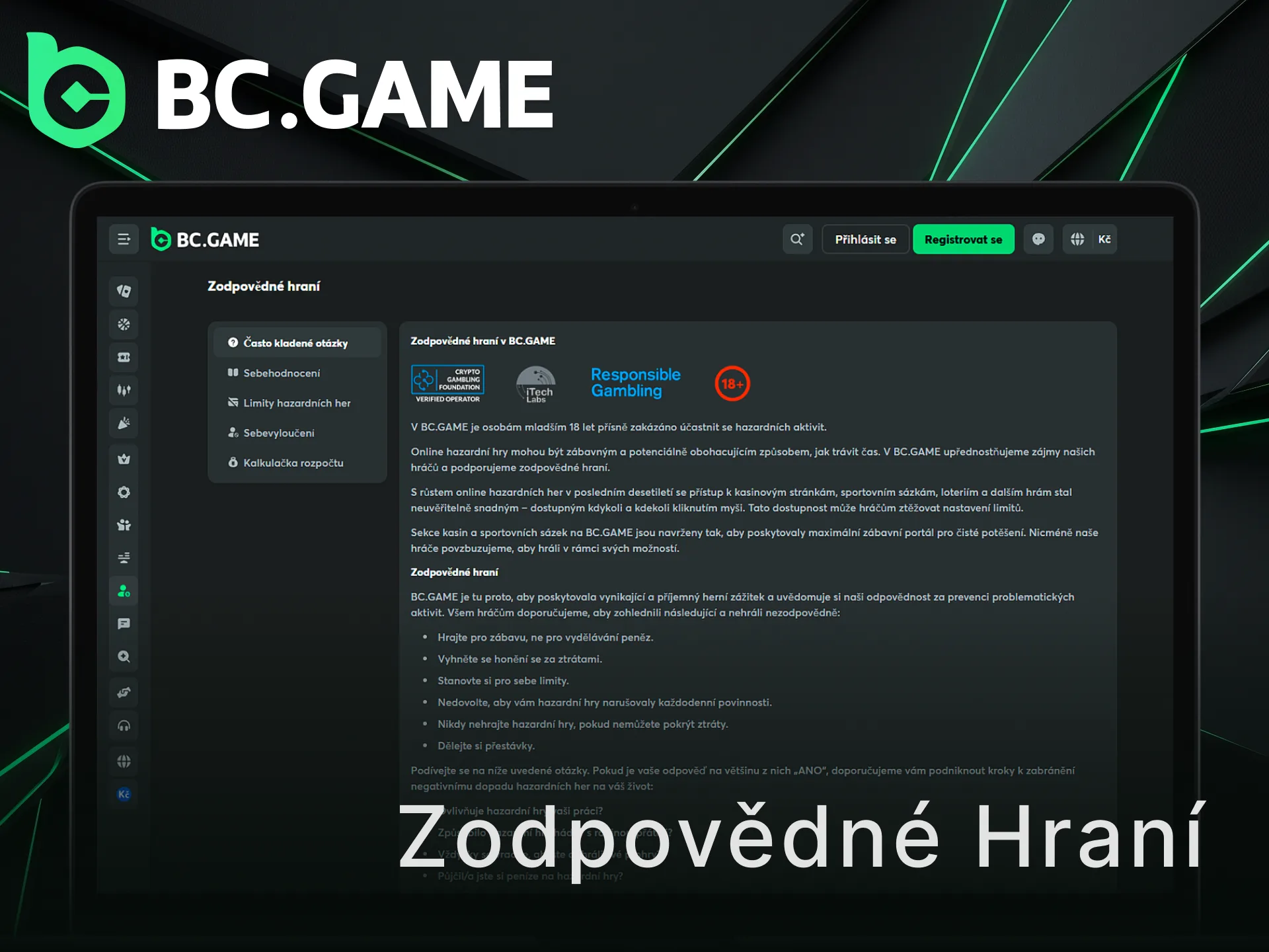 Dodržujte pravidla pro zodpovědné hraní a bavte se na BC Game.
