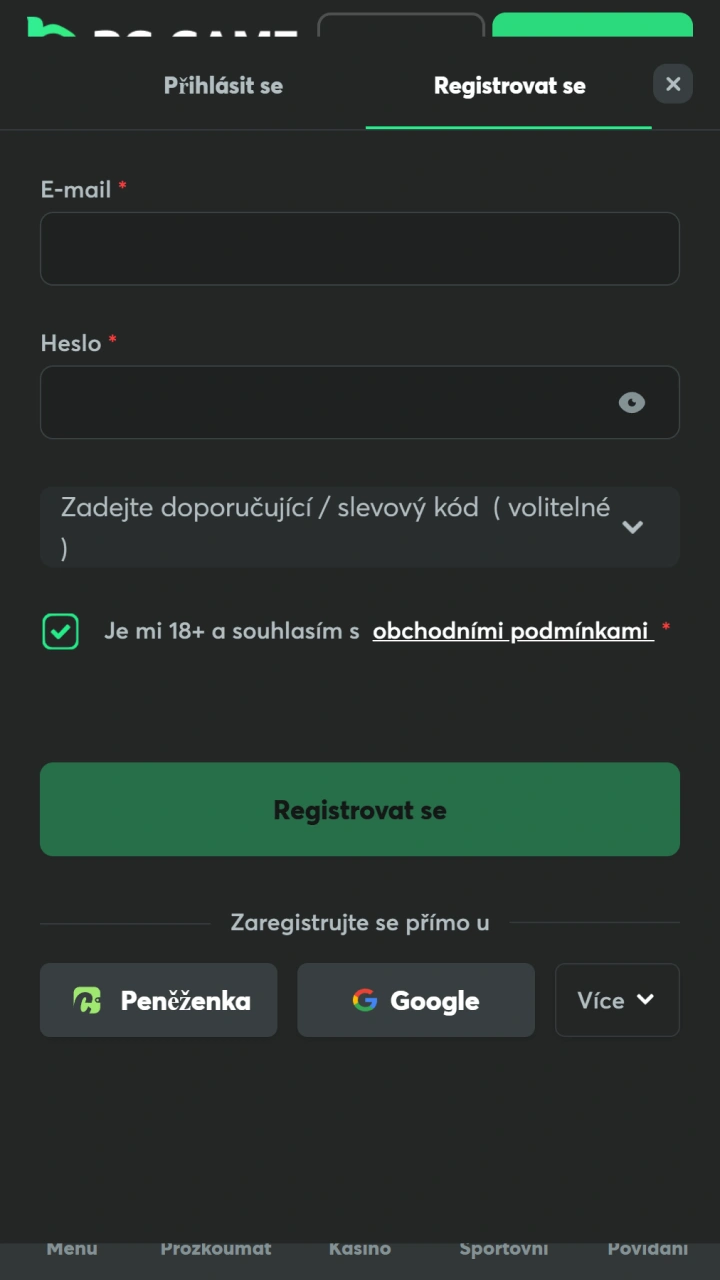 Zaregistrujte se na BC Game pro rychlý start hraní v casino sekci.