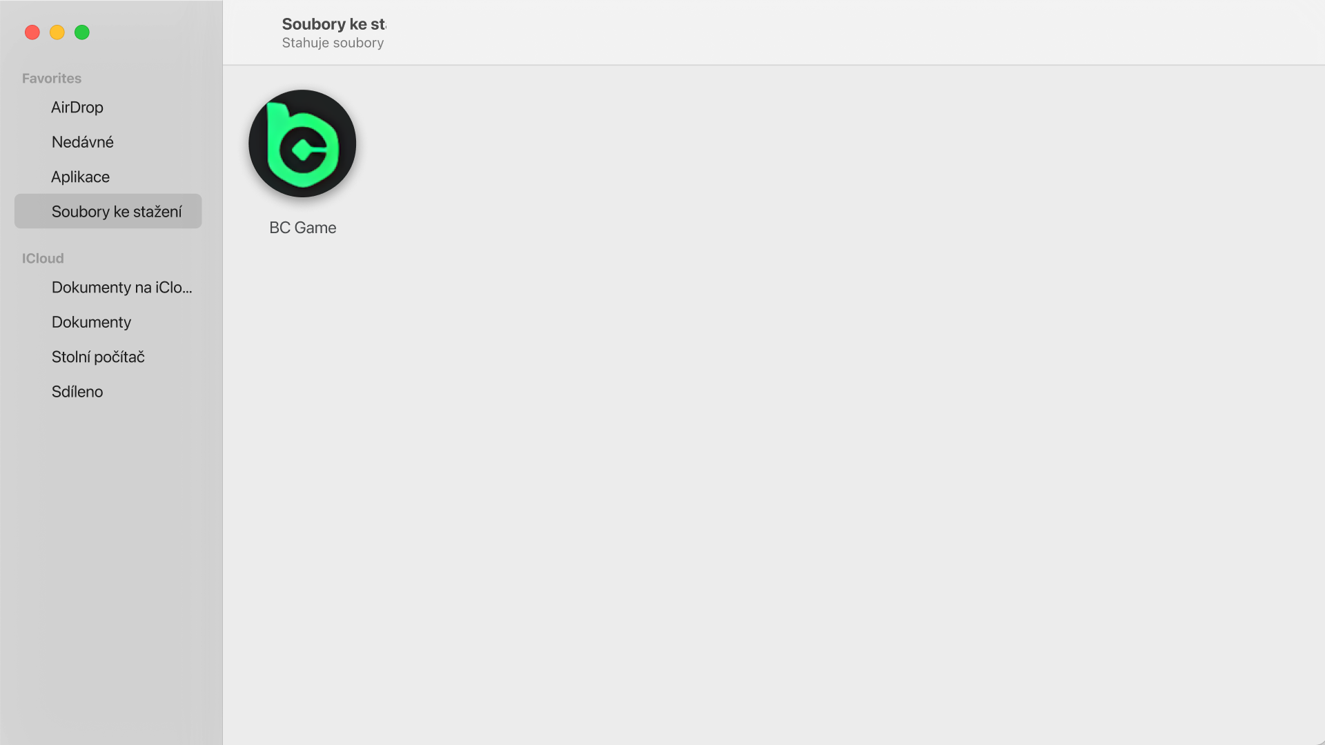 Otevřete stažený instalátor dmg k instalaci Mac aplikace BC Game.