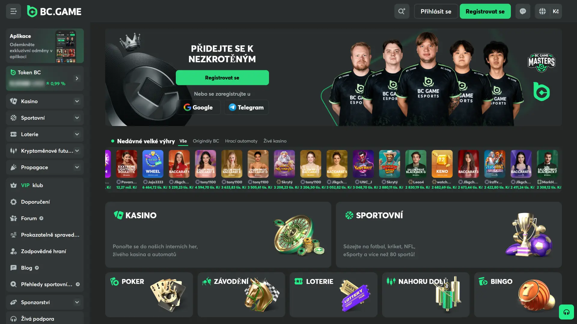 Otevřete PC aplikaci BC Game a připravte se k vytvoření účtu.