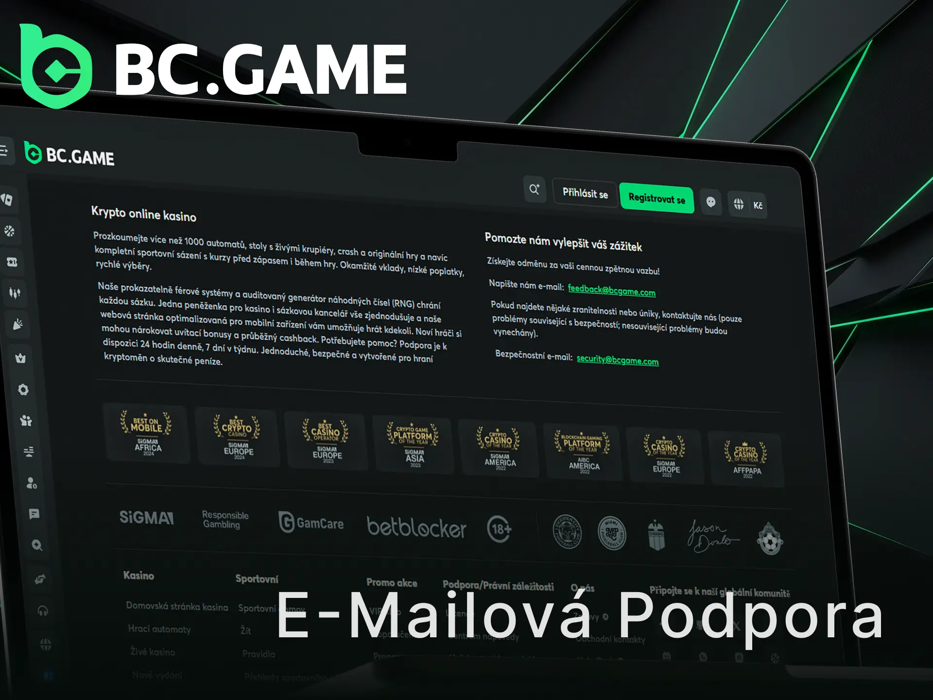 Kontaktujte e-mailovou podporu BC Game a získejte podrobné informace k účtu.