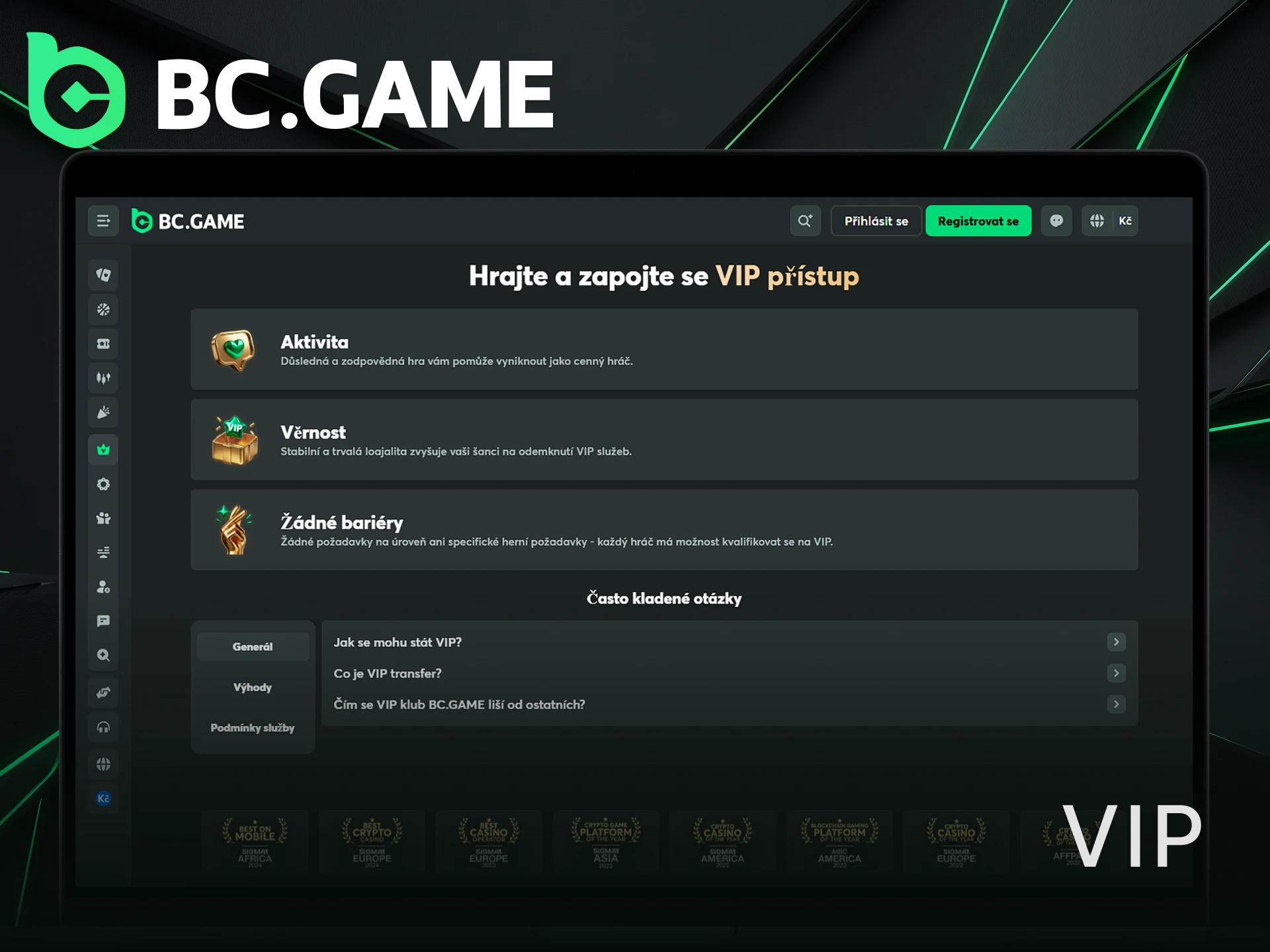 Využijte exkluzivní VIP a prioritní podporu BC Game pro prémiové hráče.
