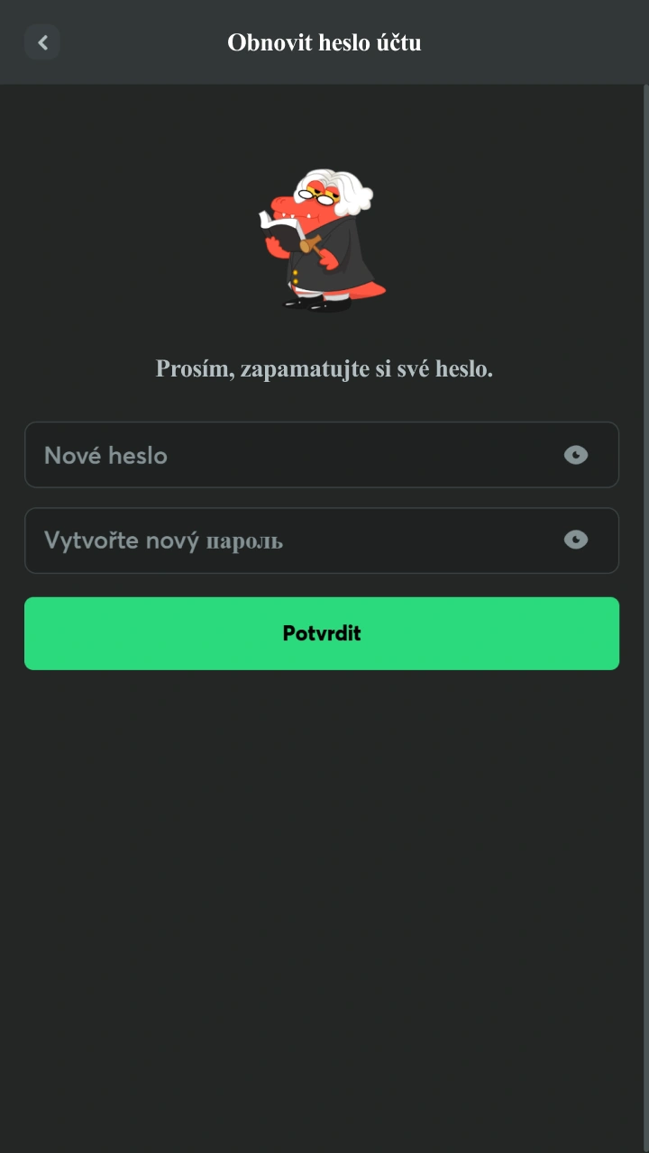 Otevřete zprávu s odkazem k obnově hesla na profilu BC Game.