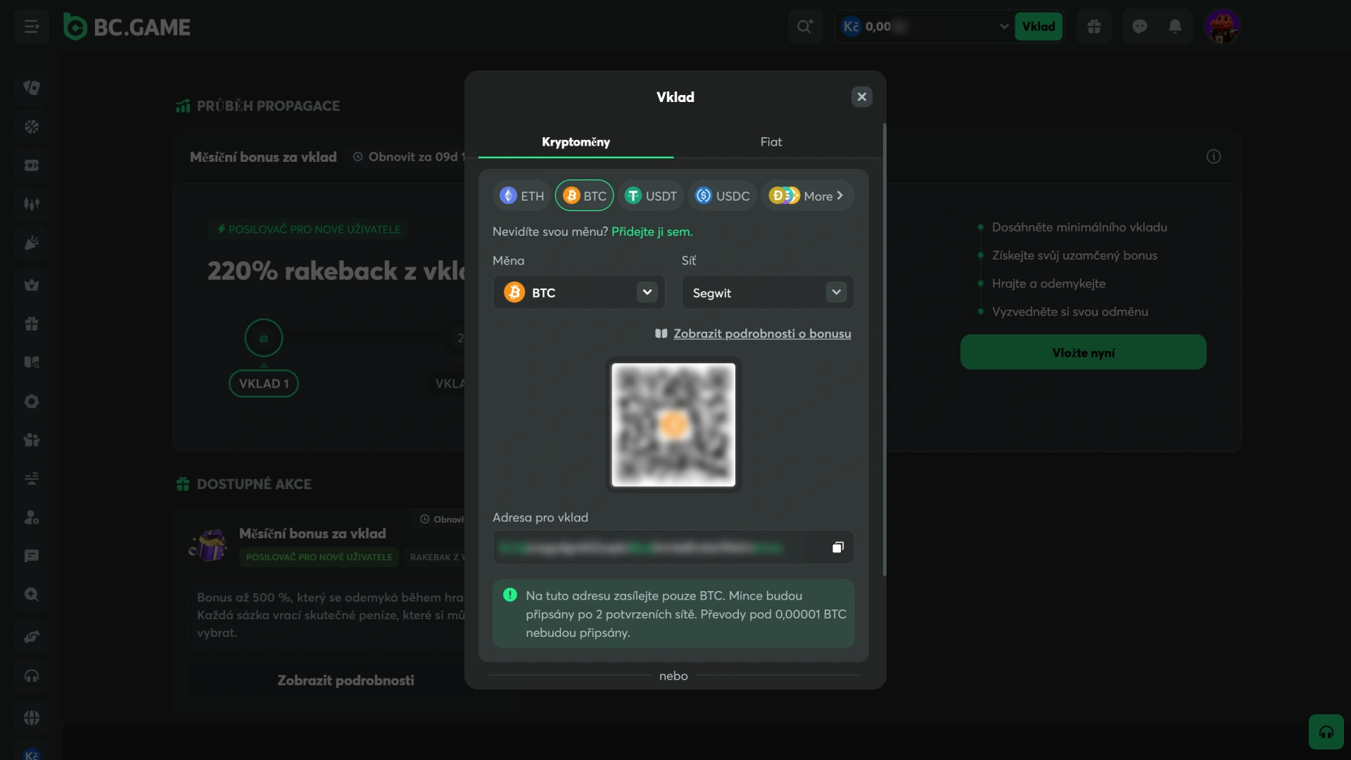 Aktivujte si exkluzivní bonus po dokončení registrace na BC Game.