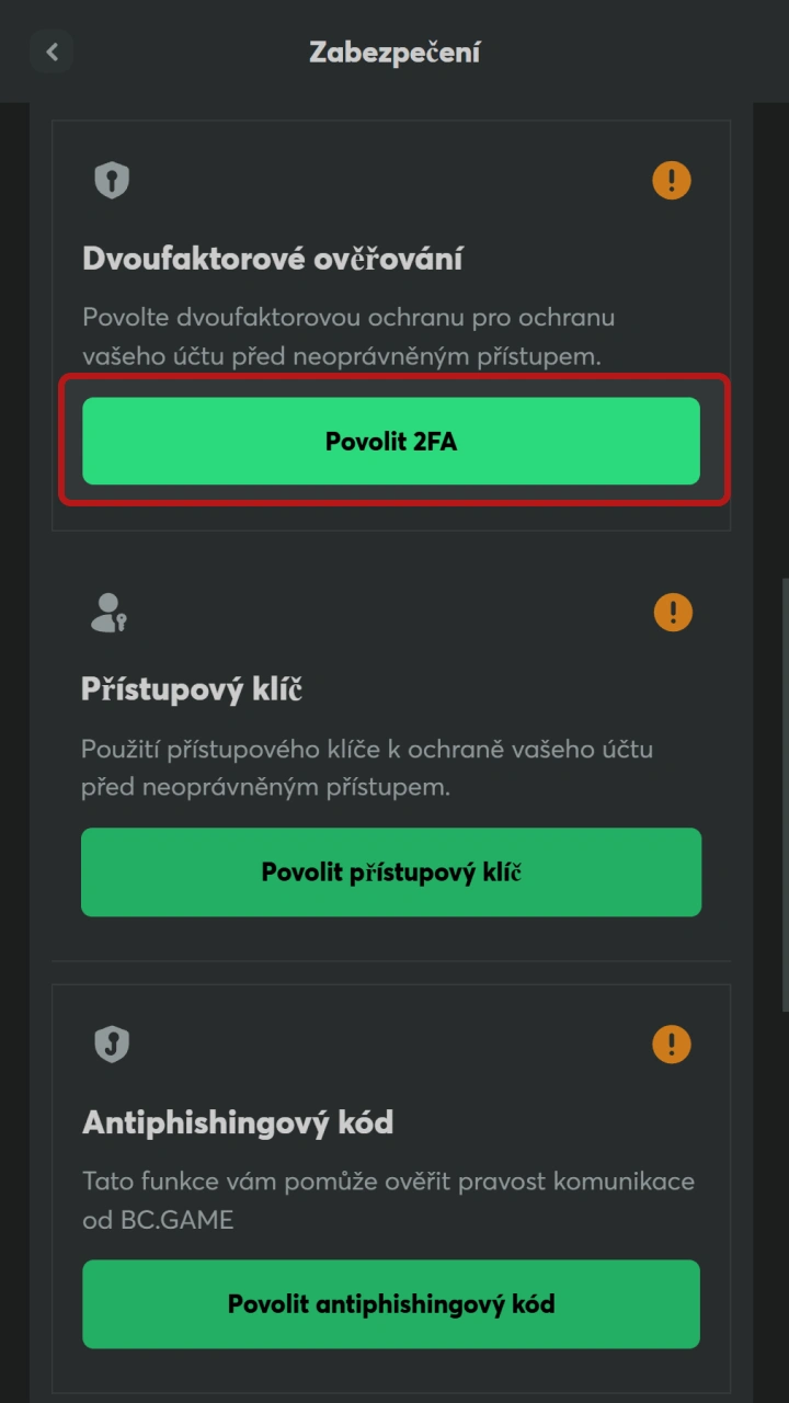 Nastavte zabezpečení profilu a chraňte své konto pro sportovní sázení na BC Game.