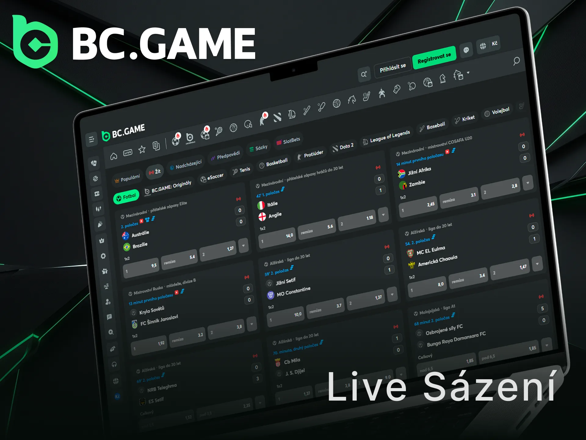 Sledujte kurzy a využijte živé Live sázení na sporty u BC Game.