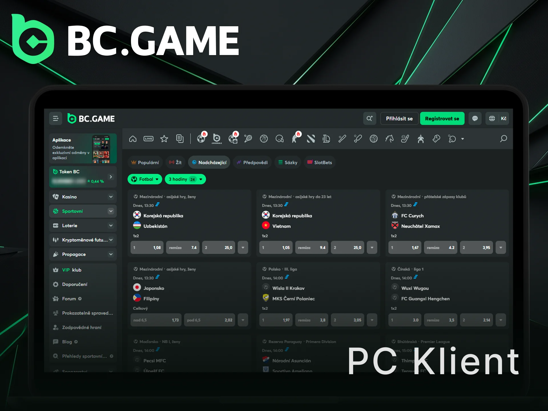 Získejte oficiální PC klient BC Game pro systémy Windows a macOS.