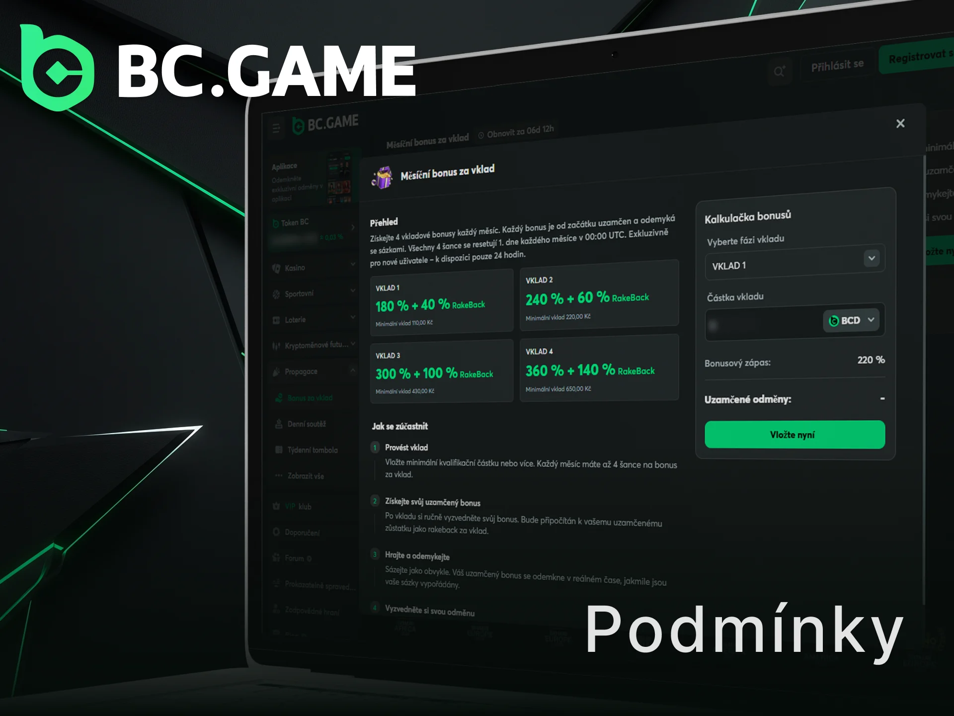 Přečtěte si pravidla a podmínky uvítacích bonusů BC Game v mobilní aplikaci.