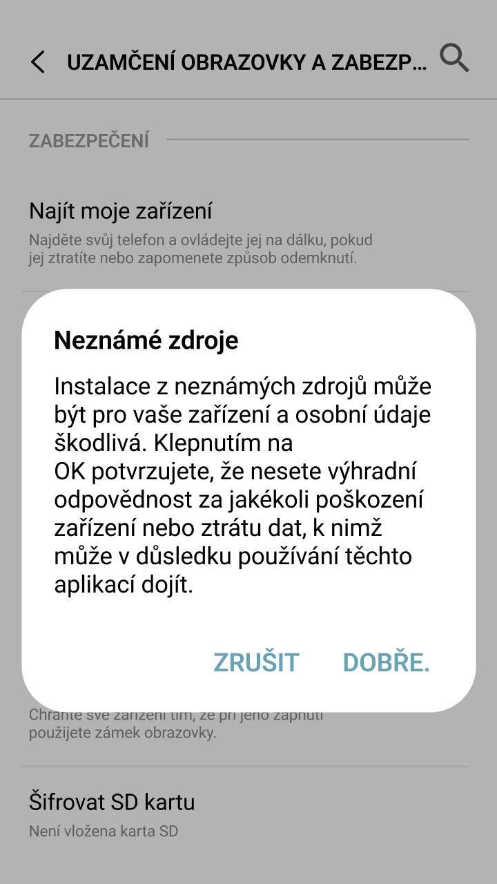 Upravte bezpečnostní nastavení systému pro BC Game Aviator Android.