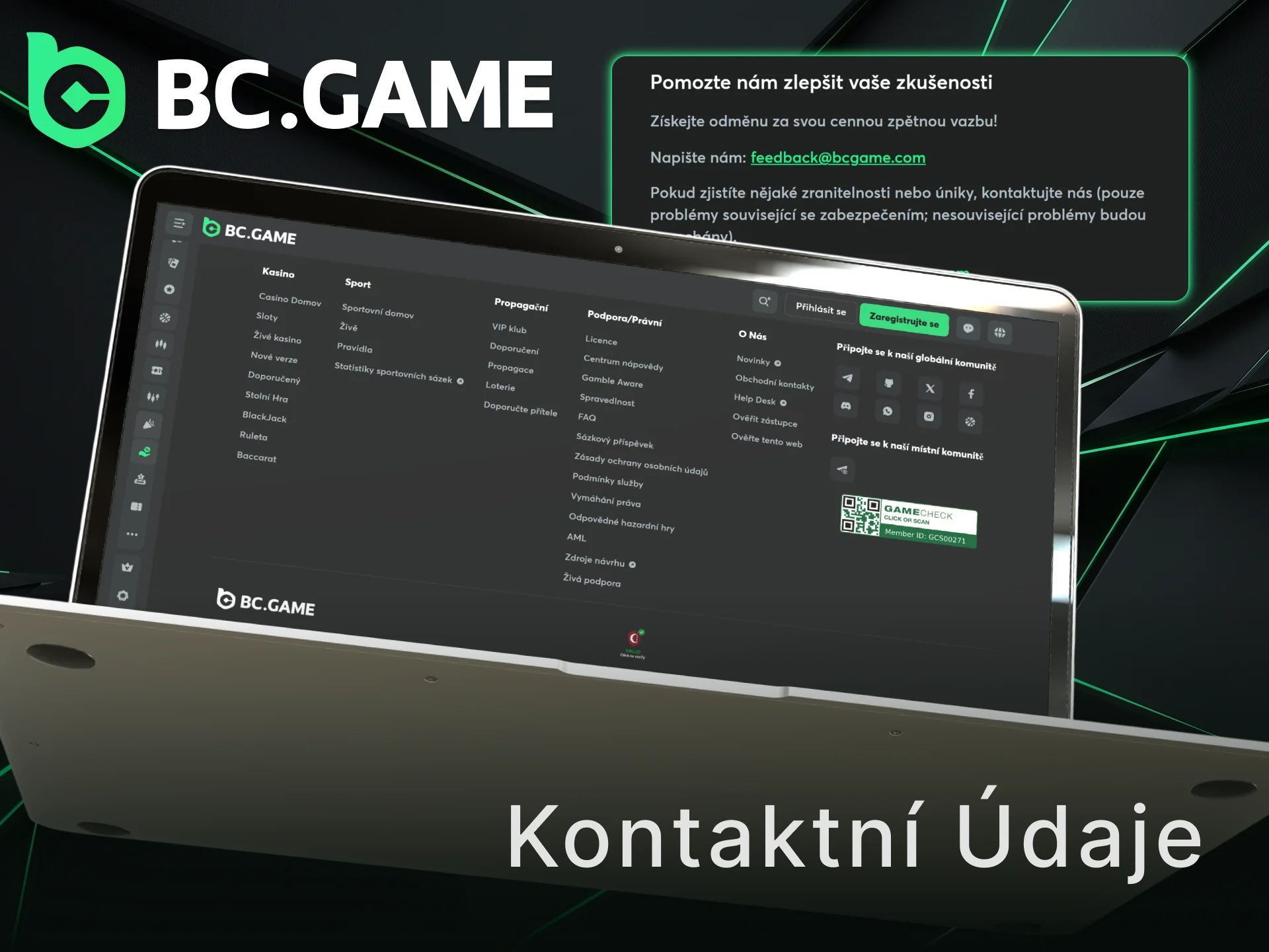 Spojte se s týmem popsaným v podrobnostech O nás BC Game.