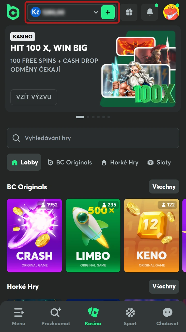 Přijďte do finanční sekce a připravte BC Game platby vkladu.